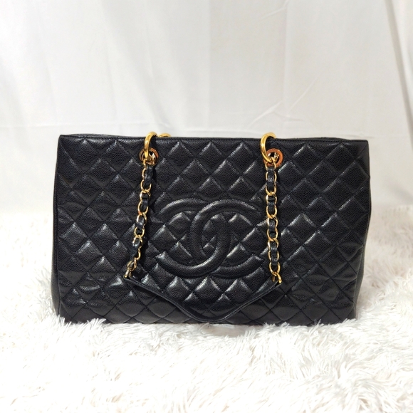 Chanel Grand Shopper tote XL in quilted black caviar leather
